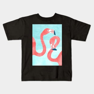 Whimsical Flamingo Couple Kids T-Shirt